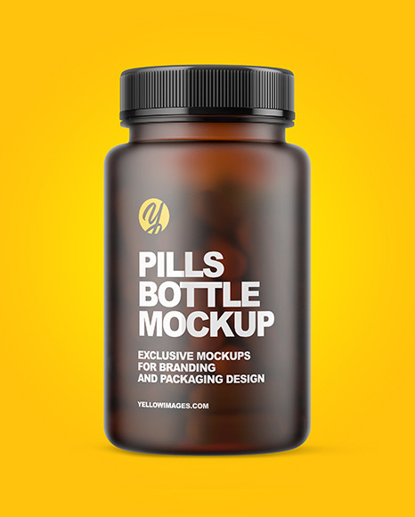 Frosted Amber Pills Bottle Mockup - Free Download Images High Quality ...