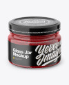 Glass Jar with Raspberry Jam Mockup - Front View (High Angle Shot)