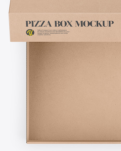 Opened Pizza Kraft Box Mockup - Top View