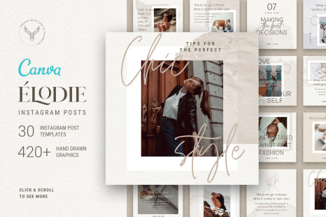 Elodie - 30 Canva Instagram Post Templates - Social Media Templates