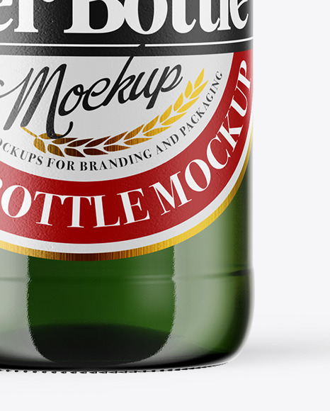 Green Glass Beer Bottle Mockup