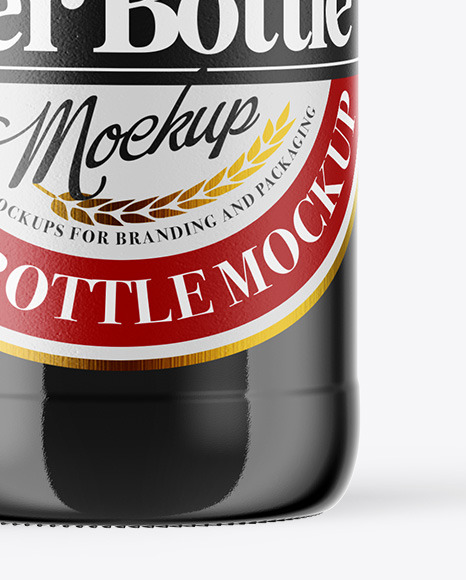 Amber Glass Dark Beer Bottle Mockup