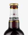 Amber Glass Bottle With Red Ale Mockup