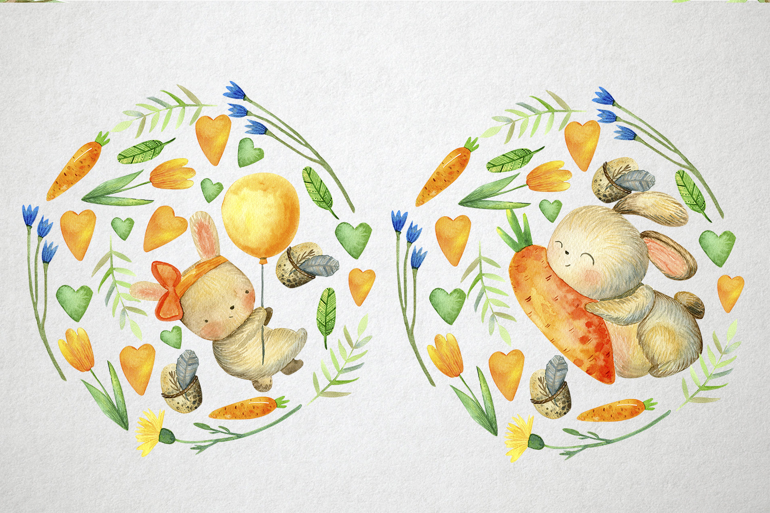 Happy Easter. Watercolor set