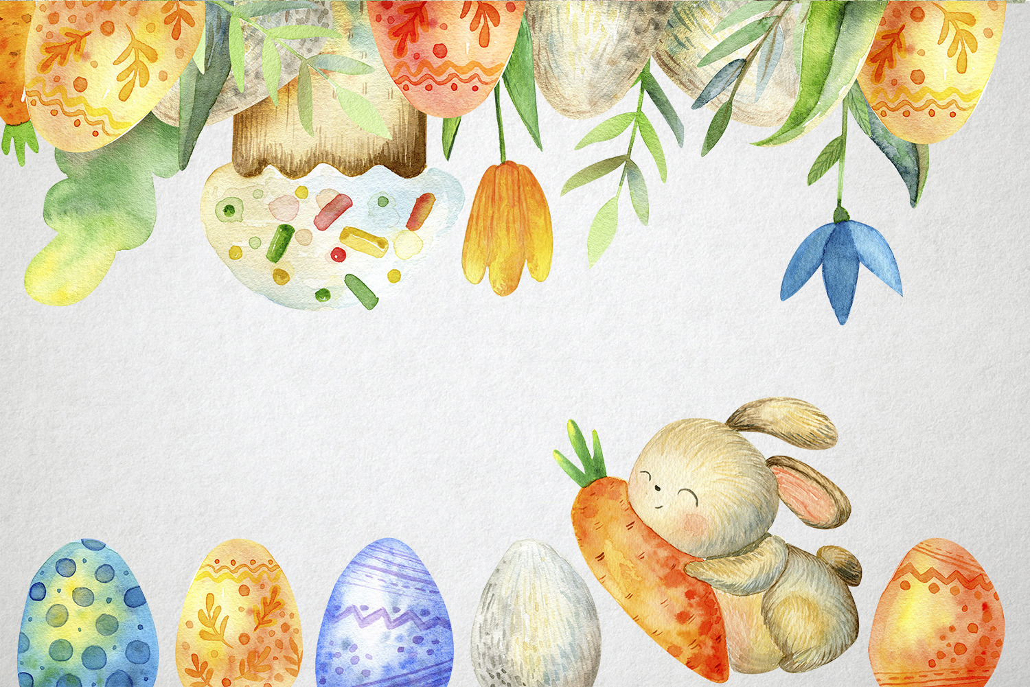 Happy Easter. Watercolor set Happy Easter. Watercolor set