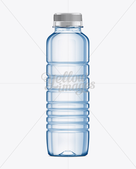 Square PET Water Bottle w/ Paper Label Mockup