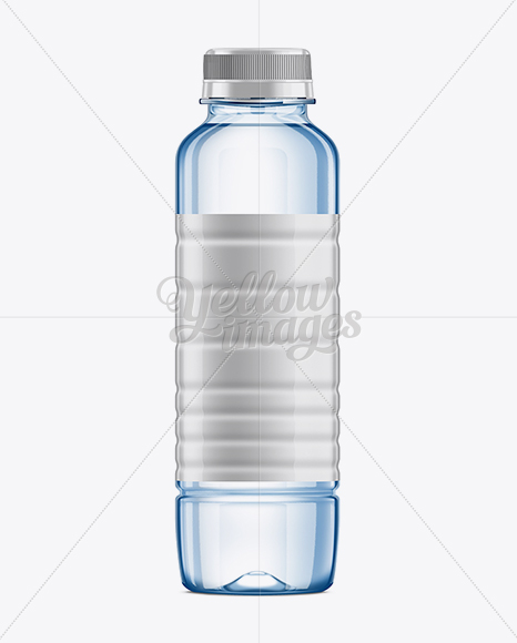 Square PET Water Bottle w/ Partial Shrink Sleeve Mockup - Free Download