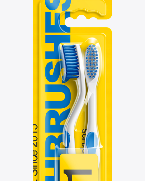 2pcs Toothbrush Blister Pack Mockup