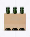 Kraft Paper 3 Pack Dark Green Bottle Carrier Mockup