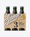 Kraft Paper 3 Pack Dark Green Bottle Carrier Mockup