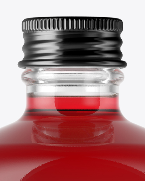 Clear Glass Bottle with Red Drink Mockup