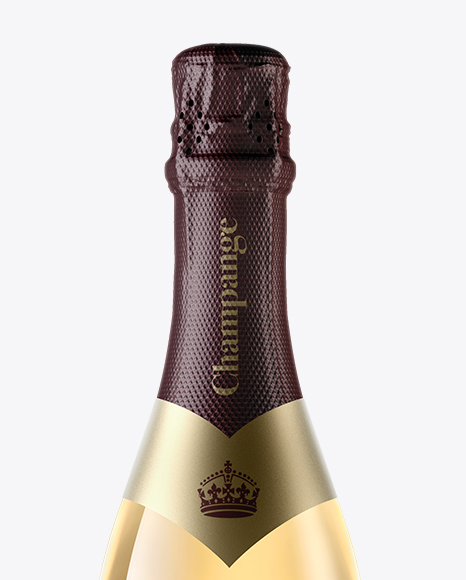 Clear Glass Champagne Bottle with Textured Foil Mockup