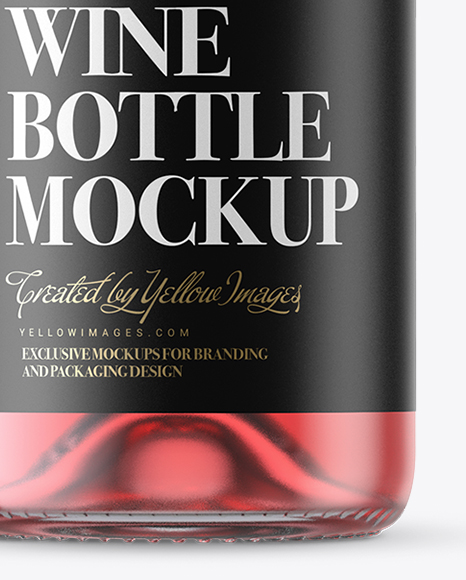 Clear Glass Pink Champagne Bottle with Textured Foil Mockup