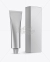 Metallic Cream Tube & Box Mockup - Half Side View