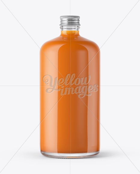 Clear Glass Bottle With Carrot Juice Mockup