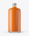 Clear Glass Bottle With Carrot Juice Mockup