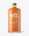 Clear Glass Bottle With Carrot Juice Mockup