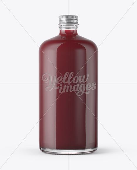 Clear Glass Bottle With Berry Juice Mockup