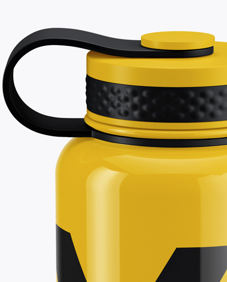 Glossy Plastic Reusable Water Bottle Mockup (High-Angle Shot)