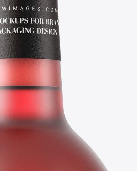 Red Frosted Glass Bottle With Wine Mockup