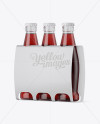 White Paper 3 Pack Red Liquid Bottle Carrier Mockup - Halfside View