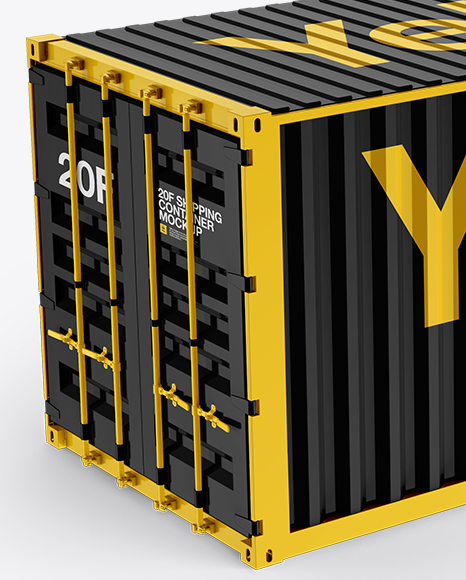 20F Shipping Container Mockup - Halfside View (High-Angle Shot) - Free