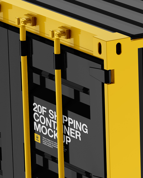 20F Shipping Container Mockup - Halfside View (High-Angle Shot)