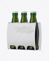 White Paper 3 Pack Light Green Bottle Carrier Mockup - Halfside View