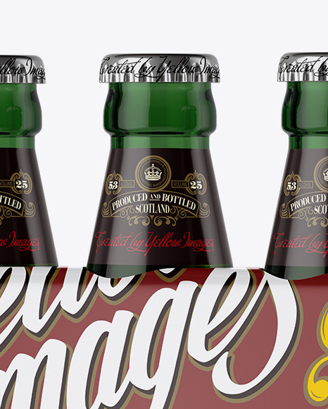 White Paper 3 Pack Light Green Bottle Carrier Mockup - Halfside View