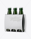 White Paper 3 Pack Dark Green Bottle Carrier Mockup - Halfside View