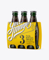 White Paper 3 Pack Dark Green Bottle Carrier Mockup - Halfside View