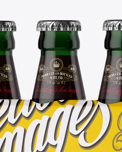 White Paper 3 Pack Dark Green Bottle Carrier Mockup - Halfside View
