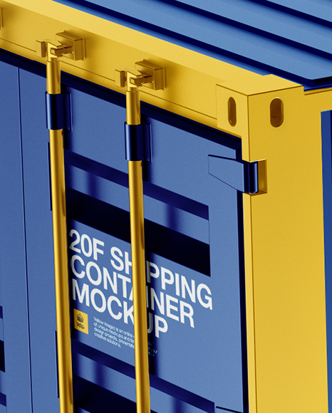 20F Metallic Shipping Container Mockup - Halfside View (High-Angle Shot)