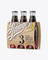 Kraft Paper 3 Pack Red Liquid Bottle Carrier Mockup - Halfside View