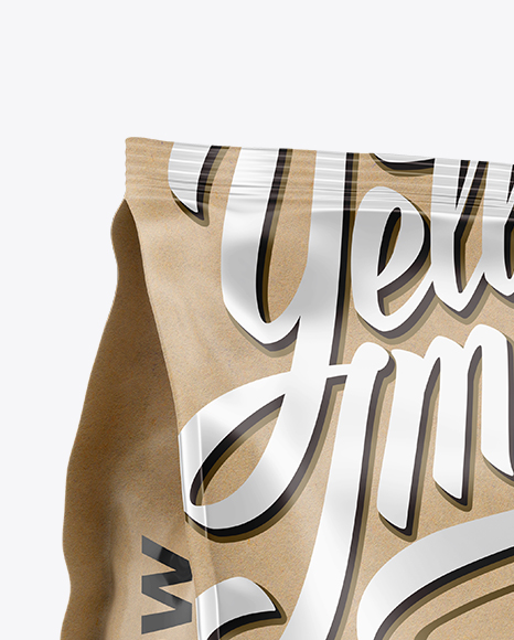 Kraft Bag Mockup - Half Side View