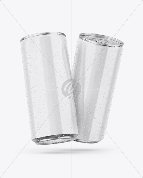 Two Metallic Cans W/ Glossy Finish Mockup Two Metallic Cans W/ Glossy Finish Mockup