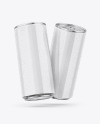Two Metallic Cans W/ Glossy Finish Mockup Two Metallic Cans W/ Glossy Finish Mockup