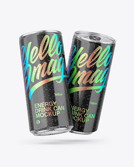 Two Metallic Cans W/ Glossy Finish Mockup Two Metallic Cans W/ Glossy Finish Mockup