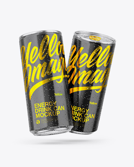 Two Metallic Cans W/ Glossy Finish Mockup Two Metallic Cans W/ Glossy Finish Mockup