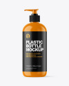 Glossy Plastic Bottle with Pump Mockup