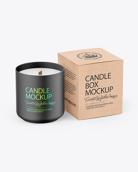 Candle W/ Kraft Box Mockup