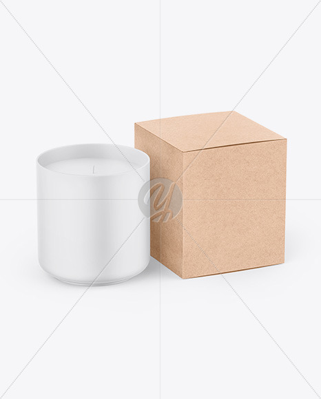 Candle W/ Kraft Box Mockup