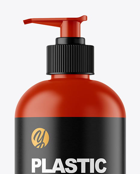 Matte Plastic Bottle with Pump Mockup