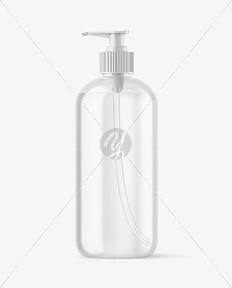 Clear Plastic Bottle with Pump Mockup