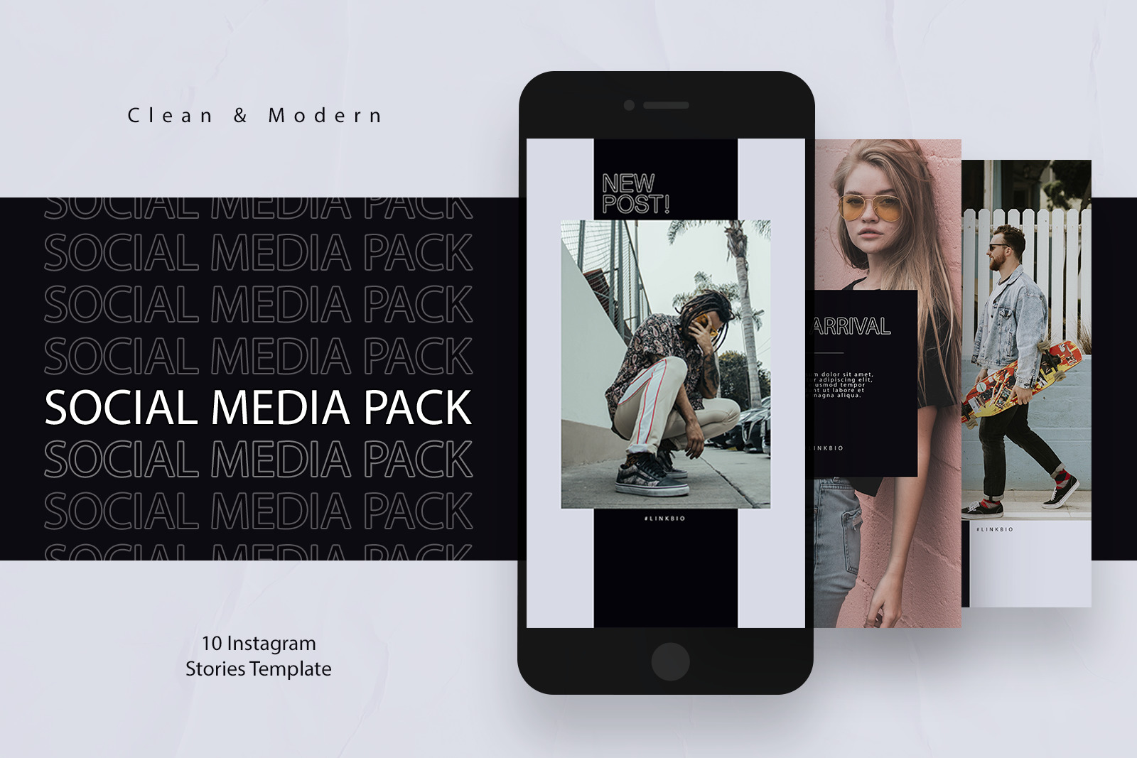 Clean Minimal Black and White Instagram Stories Template Pack