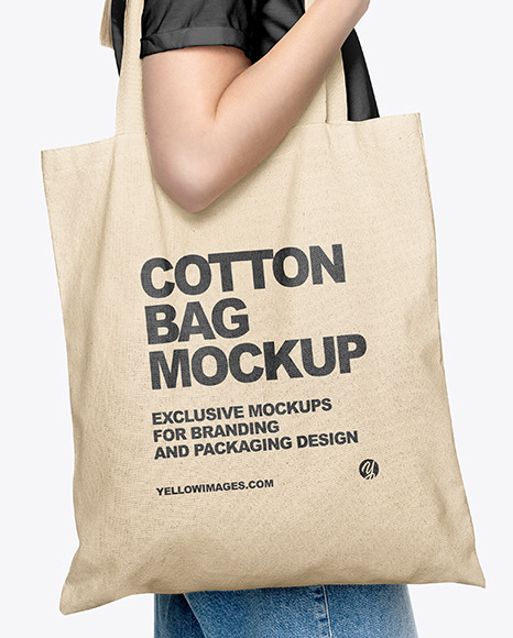 Girl w/ Cotton Bag Mockup