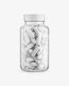 Clear Glass Bottle With Pills Mockup