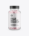 Clear Glass Bottle With Pills Mockup