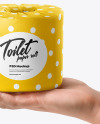 Toilet Paper Roll in a Hand Mockup