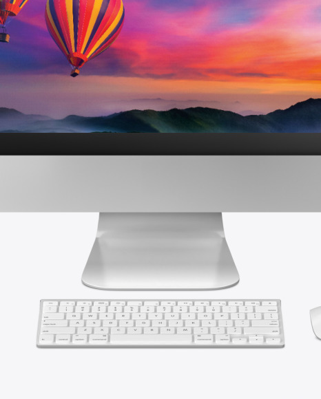 iMac with Keyboard and Mouse - Mockup